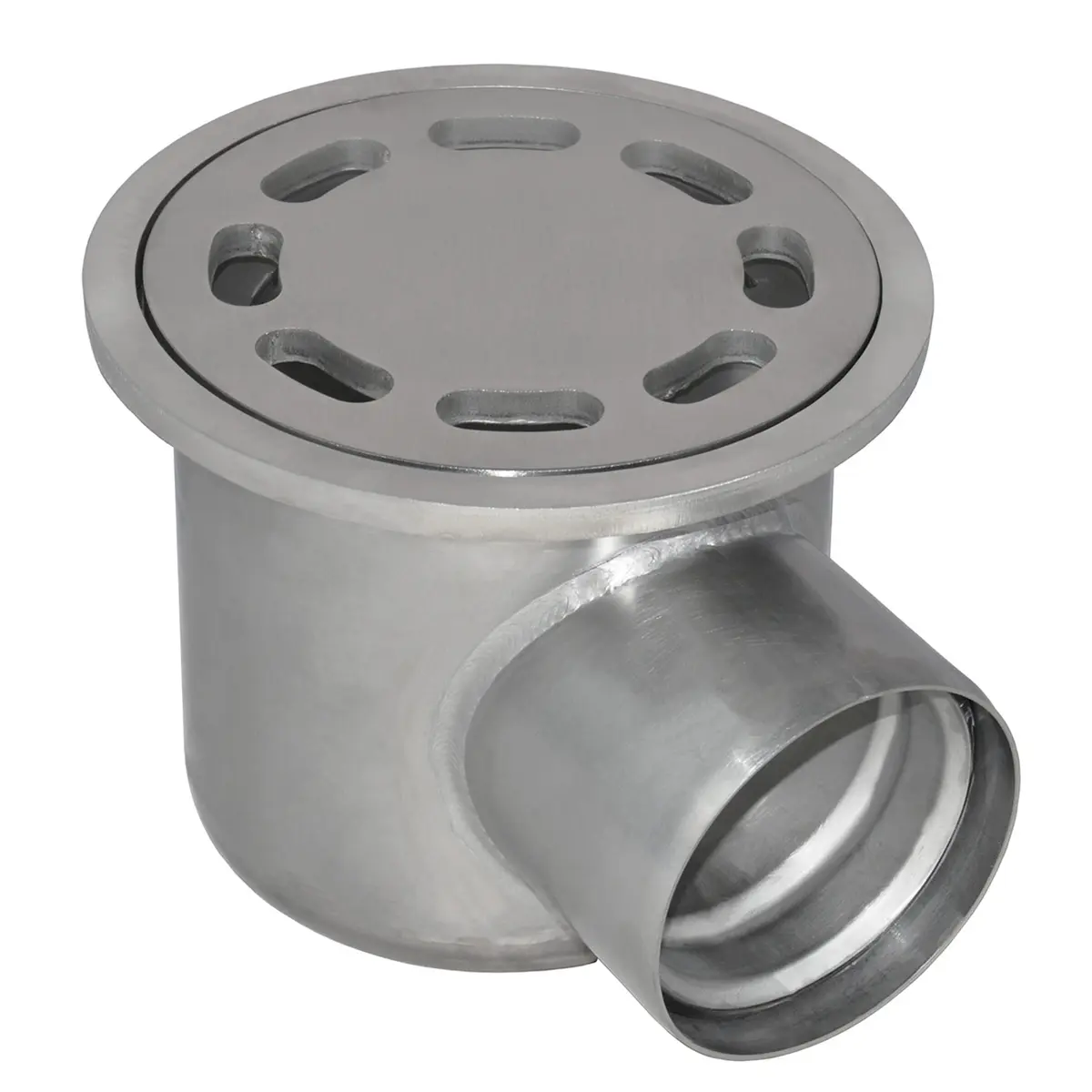 Entrada lateral redonda com tampa de placa perfurada