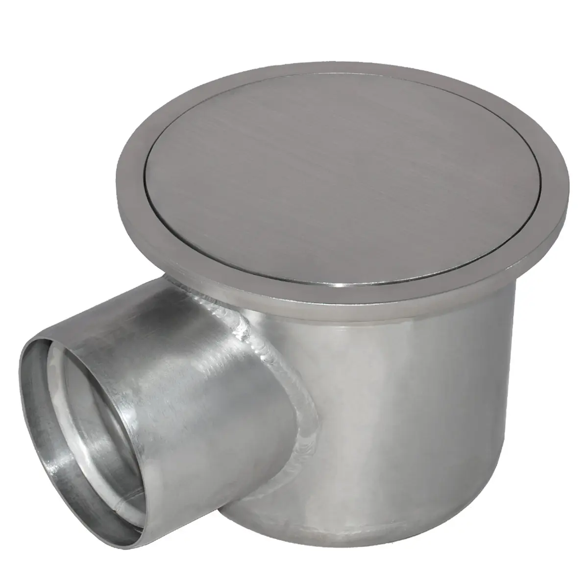 Entrada lateral redonda com tampa de placa selada