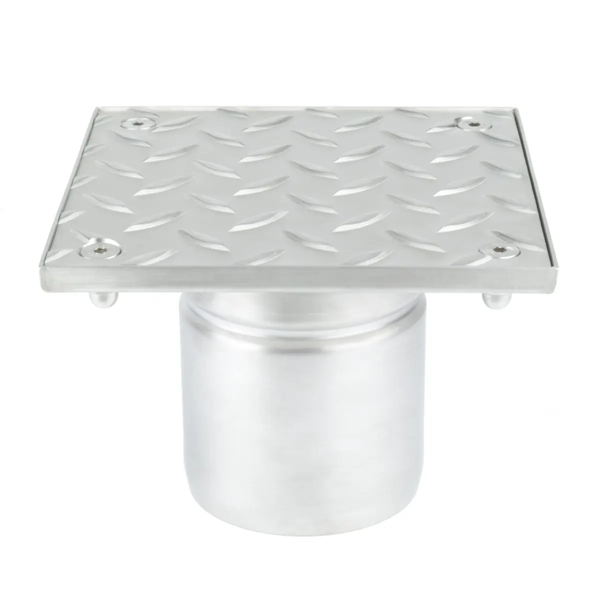 Revisão vertical em aço inoxidável com tampa ranhurada aparafusada