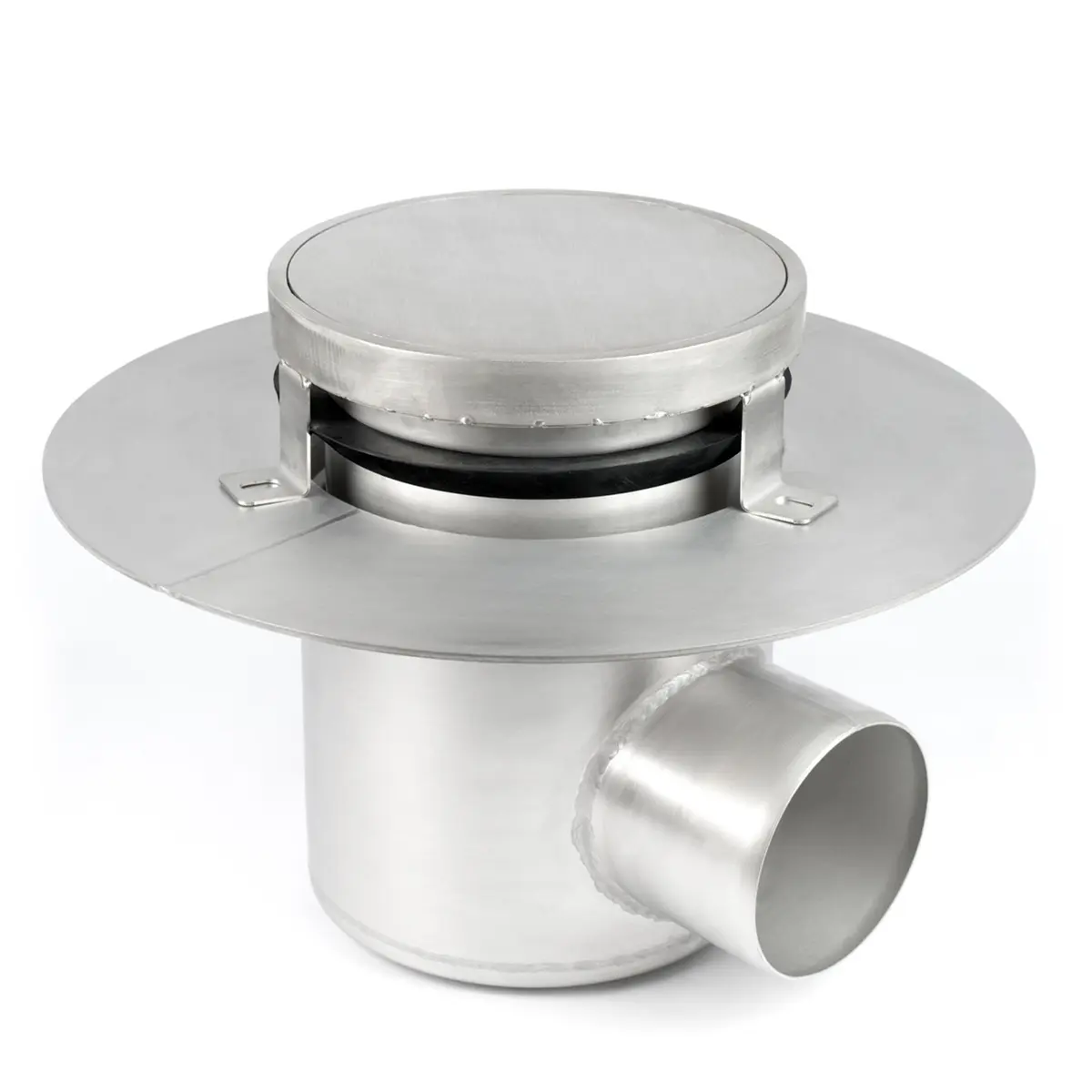 Entrada lateral redonda, em duas partes, com tampa vedada