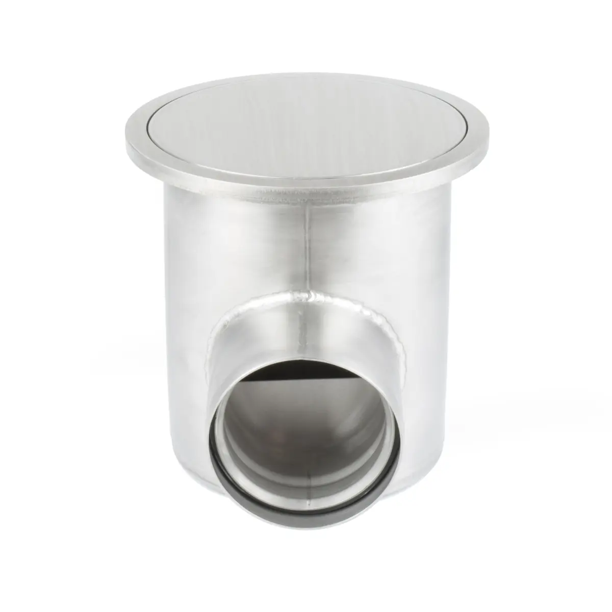 Entrada lateral redonda com tampa de placa selada