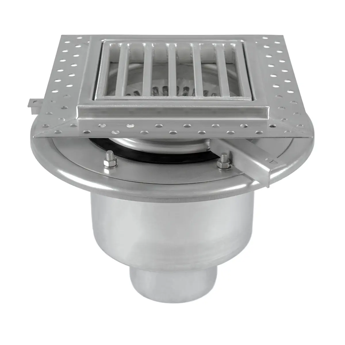 Ralo inferior quadrado de duas partes com tampa de escada