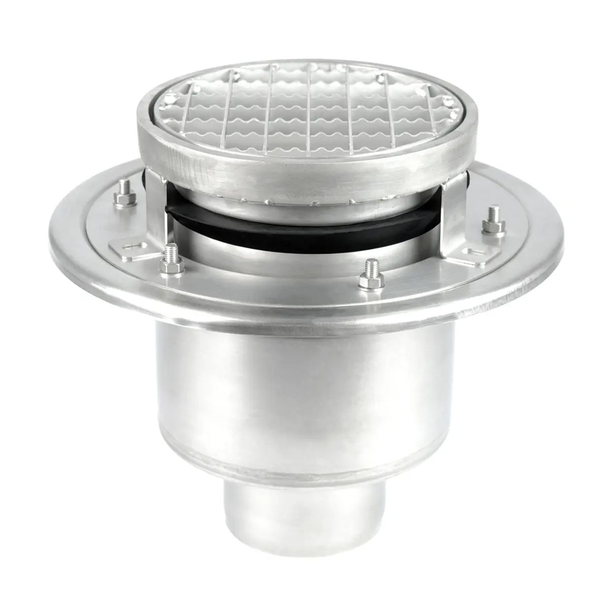 Dreno inferior redondo de duas peças com tampa antiderrapante