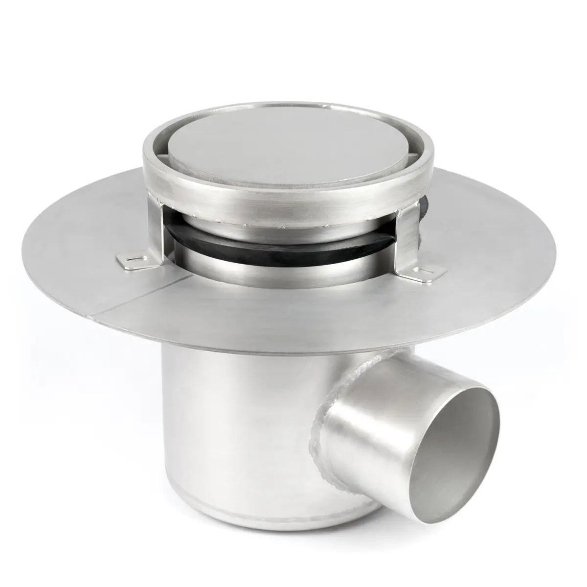 Entrada lateral redonda, em duas partes com tampa de placa